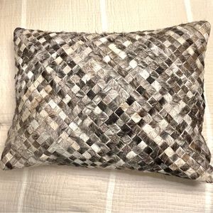 Williams Sonoma Woven Leather Hide Throw Pillow